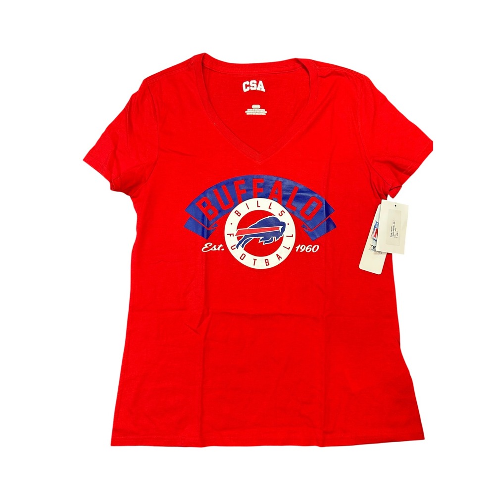 NFL Buffalo Bills Red V-Neck Graphic T-Shirt Est 1960 CW52-0484-81-XKC